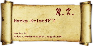 Marks Kristóf névjegykártya